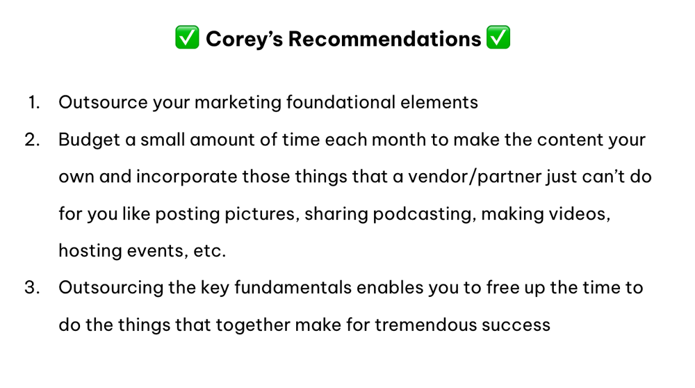 Corey’s Recommendations